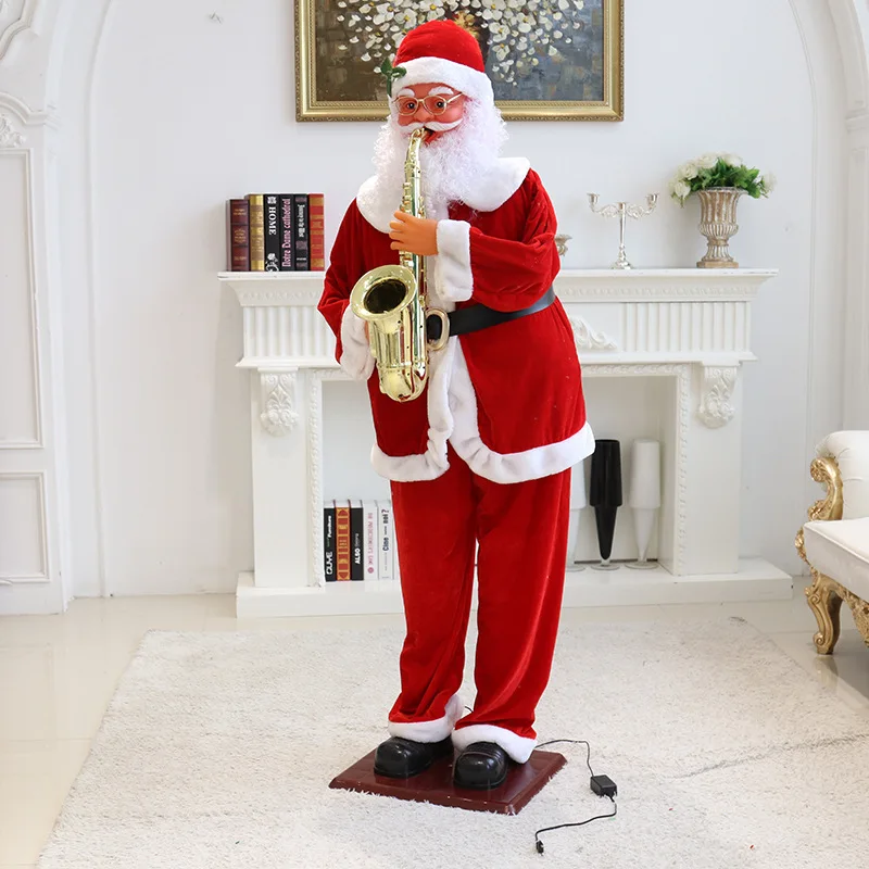 Electric Santa Claus 1.8 M Saxophone Music Scene Layout Welcome Dancing Shopping Mall Ornaments