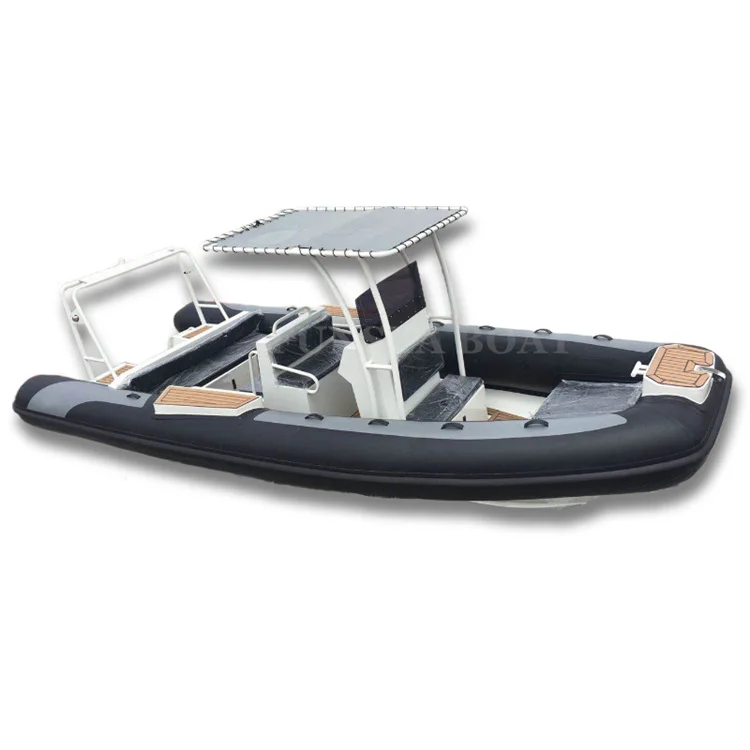 Top quality 22 foot 6.5m gray deep v bottom hull pvc / hypalon air tube Germany RHIB luxury Aluminum rib boat tender 650