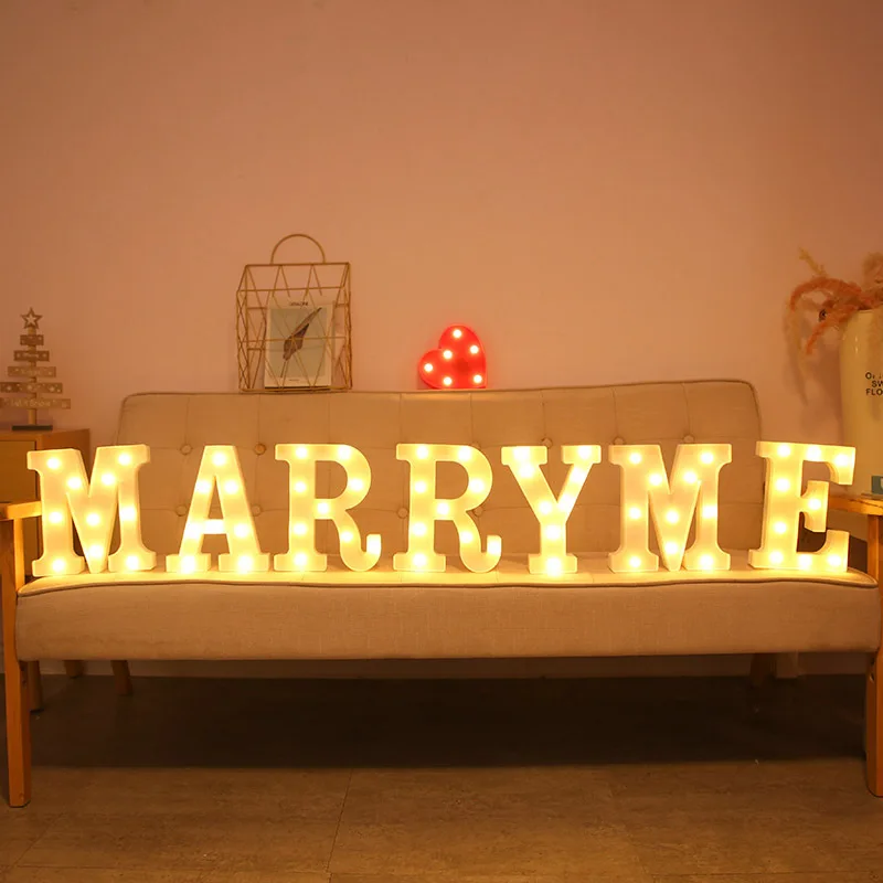 Custom Valentine plastic battery marquee decoration love letters wedding marquee letters led letter light