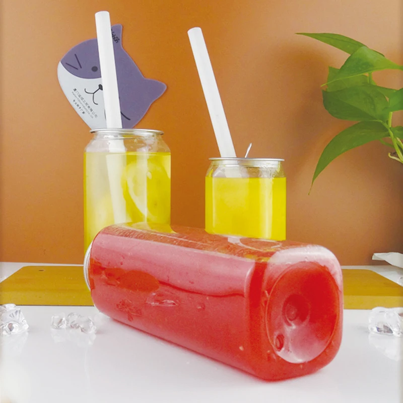 500ML Plastic Easy Open Can Plastic Bottle Plastic Packaging Jar Aluminium Pet Pop Can With Easy Open End With Sealing Machine