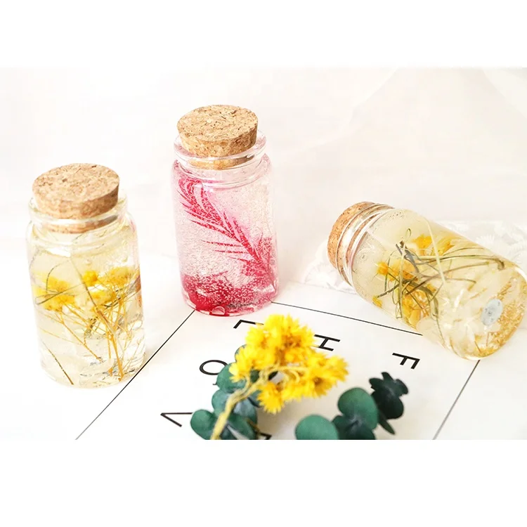 factory customized crystal gel wax dried flowers candle jars present gift real flowers gel wax candle glass