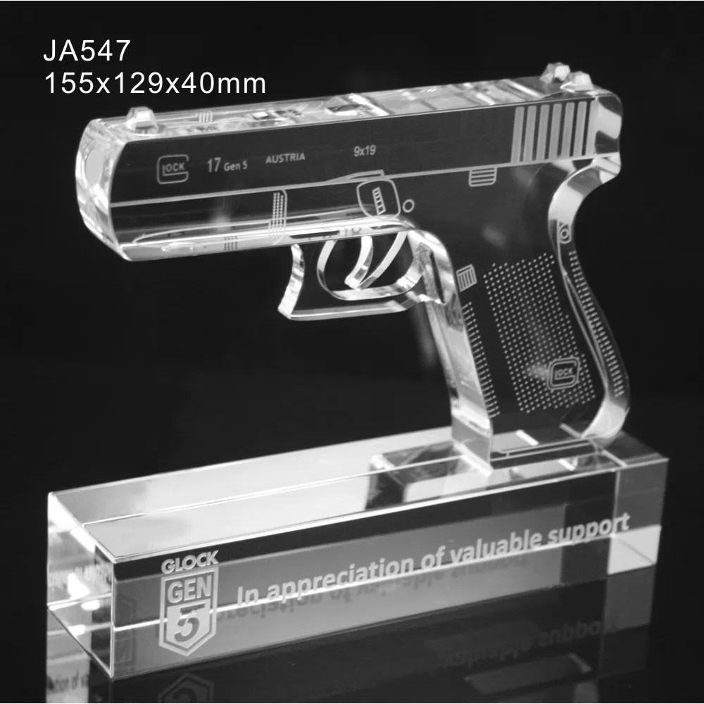 Pistol shape crystal gun model unique design for souvenirs