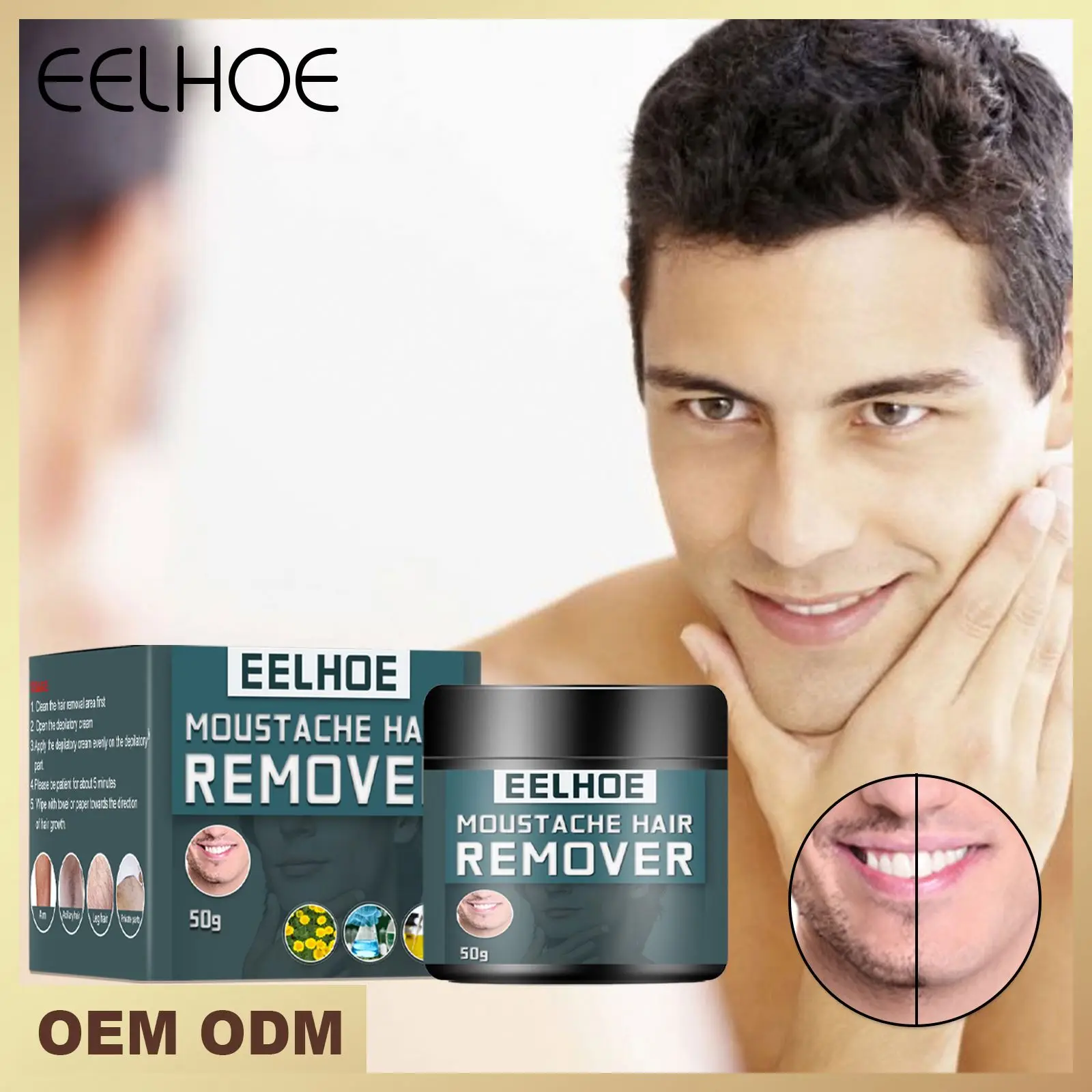 Professional Painless  Permanent Hair Growth Removal Men Beard Hair Removal Cream Inhibitor Spray Gentle Beard Depilatory Cream