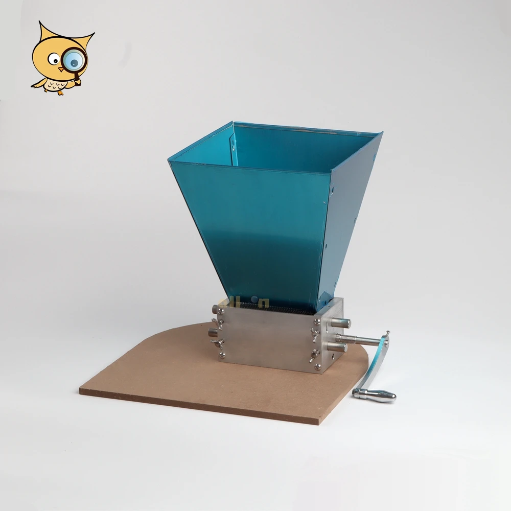 ALLIN 304 Stainless Steel Homebrew Adjustable Manual 3 Roller Malt Mill Barley Crusher Grain Grinder with ALU Wooden Base
