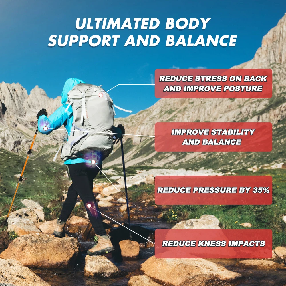 KingGear Adjustable Hiking Poles Lightweight Collapsible Walking Sticks Trekking Poles with Quick Flip Lock