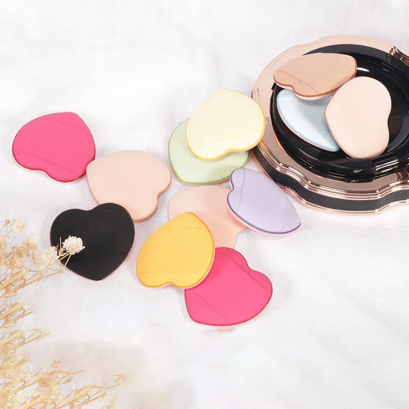 Custom logo Heart Shape Finger Mini air Cushion Puff Cosmetic Makeup Sponge Powder Puff for Liquid Foundation Concealer