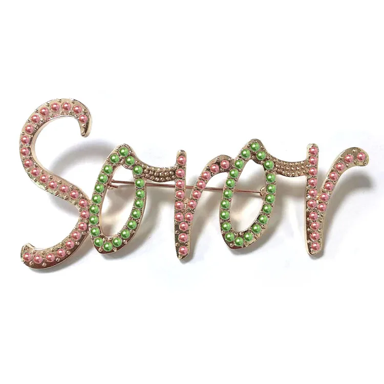 Customize various styles brooch LINKS pin Sorority alloy Brooch Pin Beautiful Pearl Rhinestones Soror Brooch