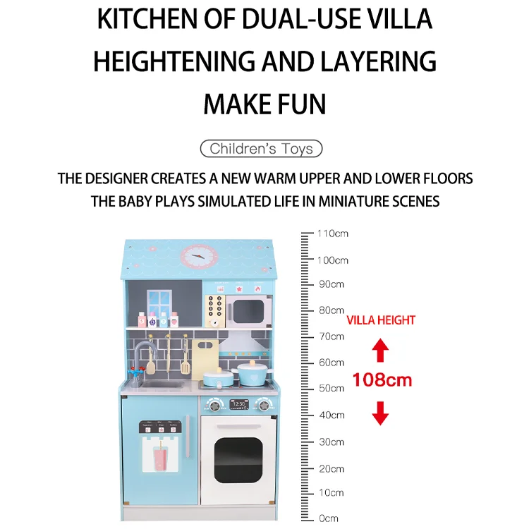 2-In-9 Toy Combination Kitchen Toys For Girls Children Big New Style 2022 Wooden House For Children Kitchen Set Toys