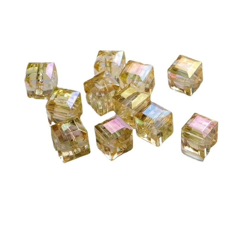 High Transparent Colorful Prismatic Small Square Beads AB Diamond Perforated Beads Acrylic Beaded Mobile Phone