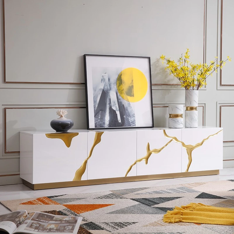 Modrest Aspen  Glam White & Gold Dresser w/ 6 Drawers and  Chest w/ 5 Drawers Light luxury glam Mirrored Furniture Set