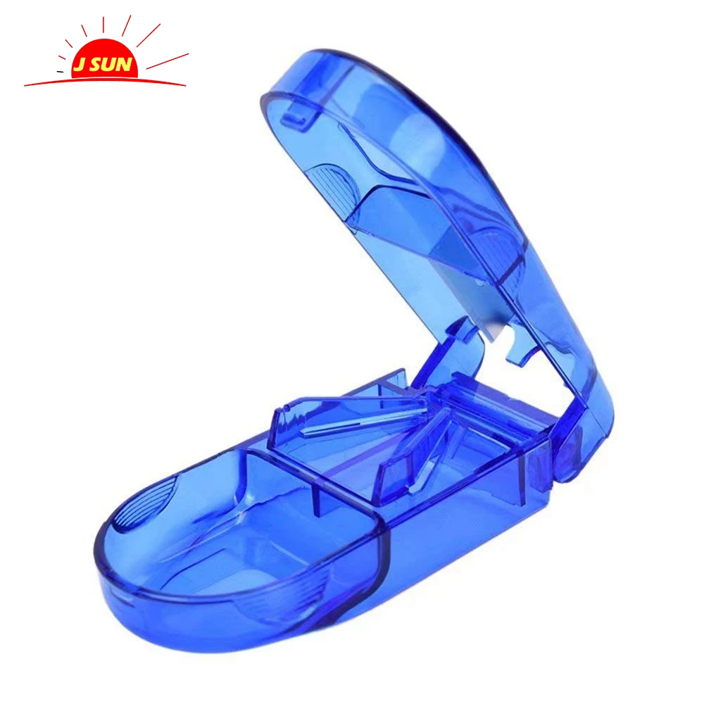 Pill storage case with Tablet separator  - for cutting small or large pills in half pill organizer