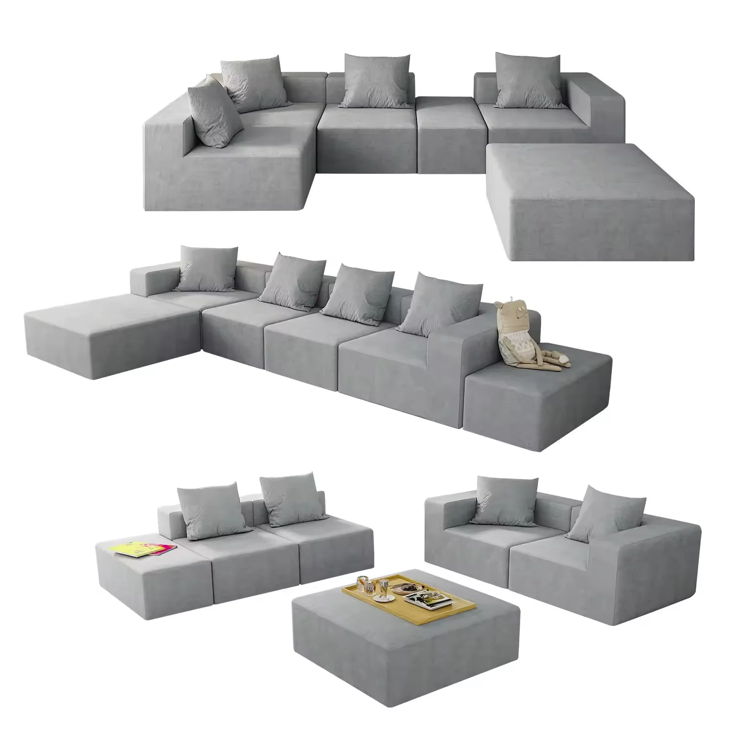 Saien set home furniture modular sectional couches sofa  foam compression bed couch vacuum pack combination living room sofas