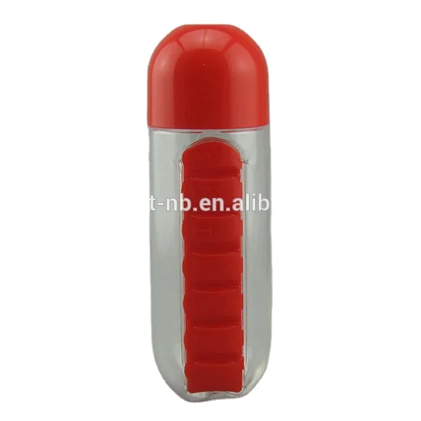transparent capsule  shape water sport  protein shaker water bottle with one week 7days  medicine pill container