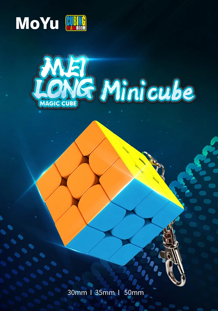 MoYu Mini 3.5cm 3x3x3 Speed Cube Magic Puzzle with Key Ring Gift Toys for Kids Box Packed