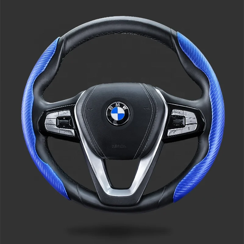 Car interior accessories manufactory direct deal carbon fiber steering wheel cover anti slip comfortable steering wheel cover