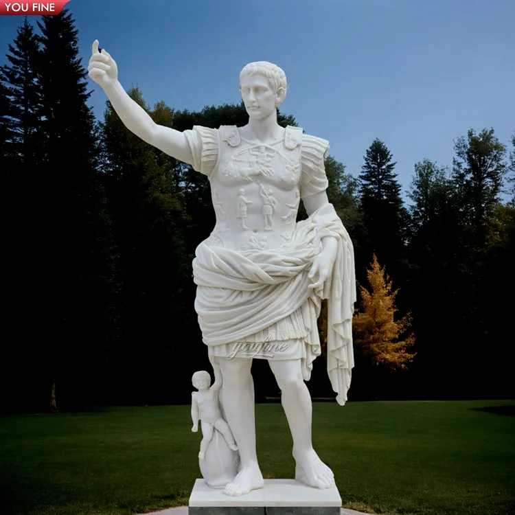 Garden White Marble Statue Caesar Sculpture for Outdoor Decor