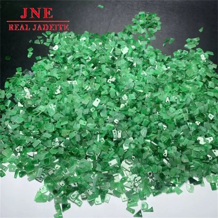 Natural Myanmar A Level Jade Small Gravel Color Grain Full Of Green Woven Accessories Green Beans Kinds Of Jade Ornament