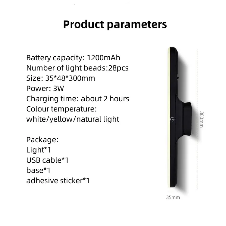 Magnetic Desk Lamp Hanging Wireless Touch for Study Reading Stepless Dimming Usb Led Night Light Table Lamp Battery Plastic ABS