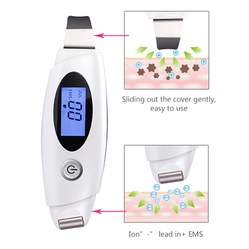 
Professional Electric Dermasonic Ultra Sonic Skin Scrubber Portatil EMS Mini Exfoliating Ultrasonic Spatula Shovel Scrubber 