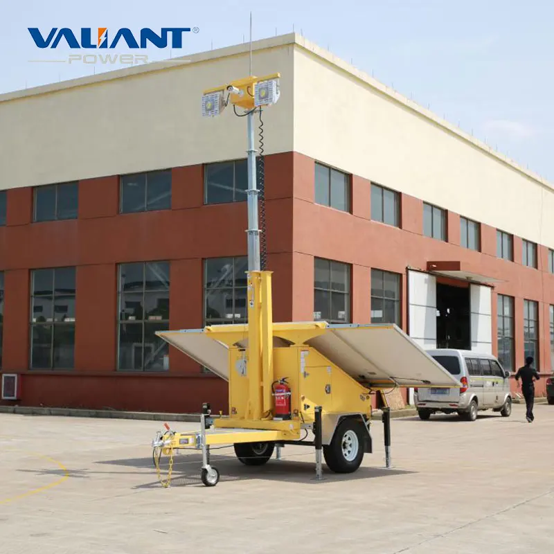 Surveillance system CCTV camera tower solar trailer