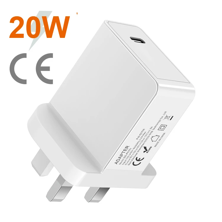 
2020 hot sale on amazon new portable UK plug PD USBC Fast charging 20W wall charger type c 