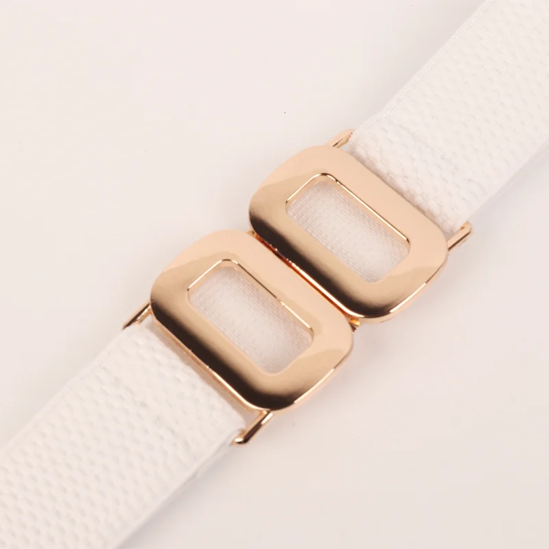 Popular Versatile Lady Black White Solid Color Elastic Small Belt Belt to Buckle Small Waist Seal