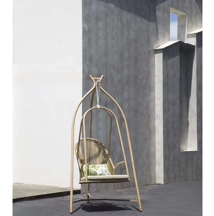Hot Sell Aluminum Frame PE Rope Outdoor Furniture Swing Hanging Basket Chair