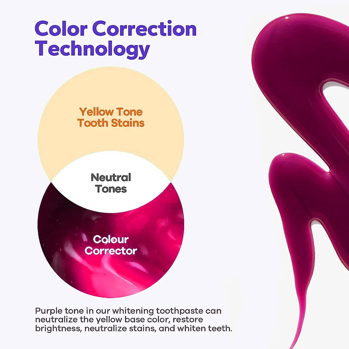 New Packaging Purple Toothpaste Tooth Paste Teeth Whiten V34 Color Corrector OEM Custom purple toothpaste