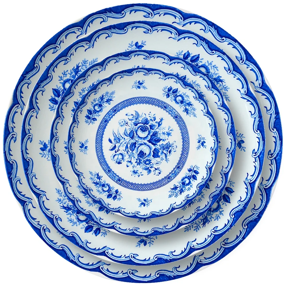 Top ceramic dinnerware blue royal rose dinner sets modern dinner set tableware