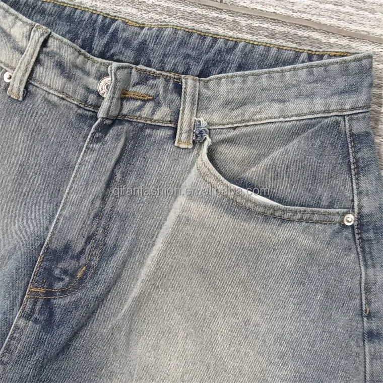 Custom hip hop denim pants trousers wide leg streetwear inversion jeans for men