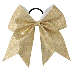 7 Inch Girls Glitter Bling Cheerleading Hair Bows Pentagram Printed Elastic Hair Bands Ponytail Women Hair Accessories