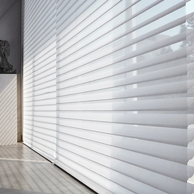 DIY Customized For Indoor Window Home Shades Tuya Zigbee 100% Polyester DC Battery Sheer Roll Up Zebra Shangri-la Blinds