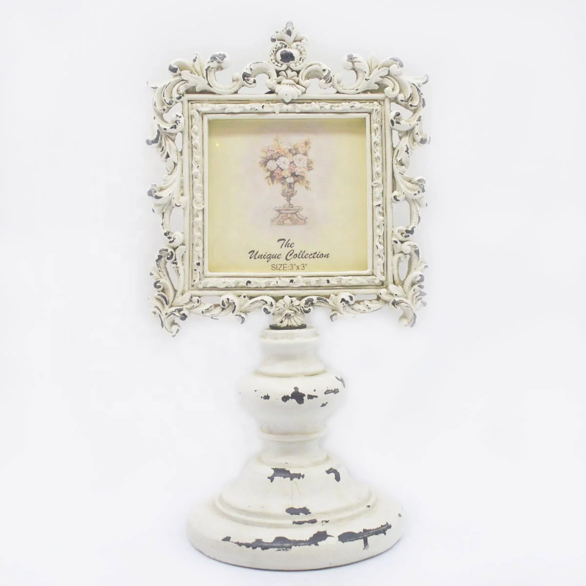 Прямоугольная Винтажная настольная фоторамка в стиле барокко держатель круглая подставка изношенный Белый 3x3 4x4
