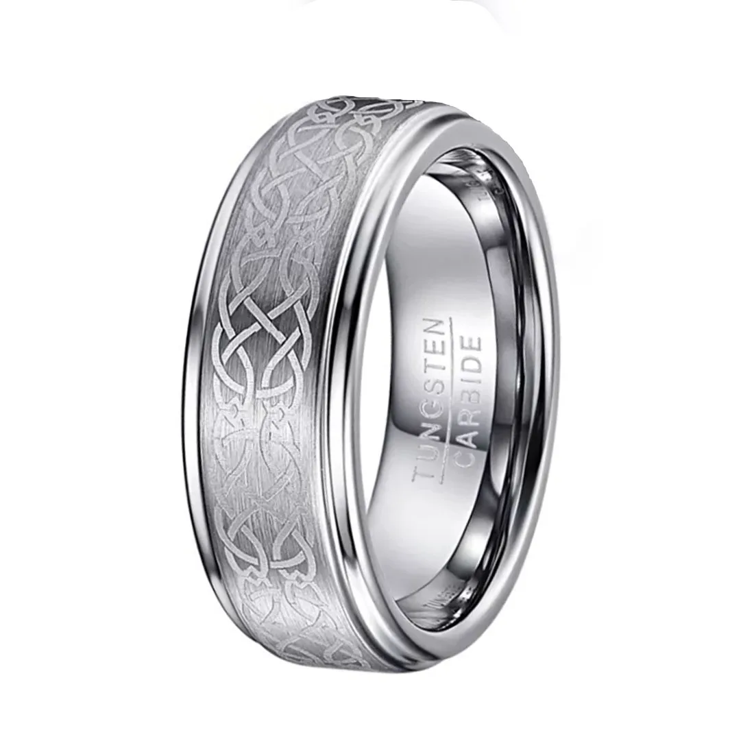ring Laser Celtic Knot men band Brushed  finish Tungsten Carbide jewelry for men ring