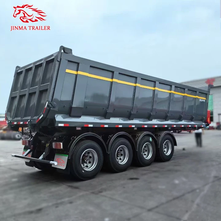 China Tri-axle Trailer Heavy Duty Load 60--80ton Hydraulic Dump Tipper Trailer Truck Rear Dumper Semi Trailers