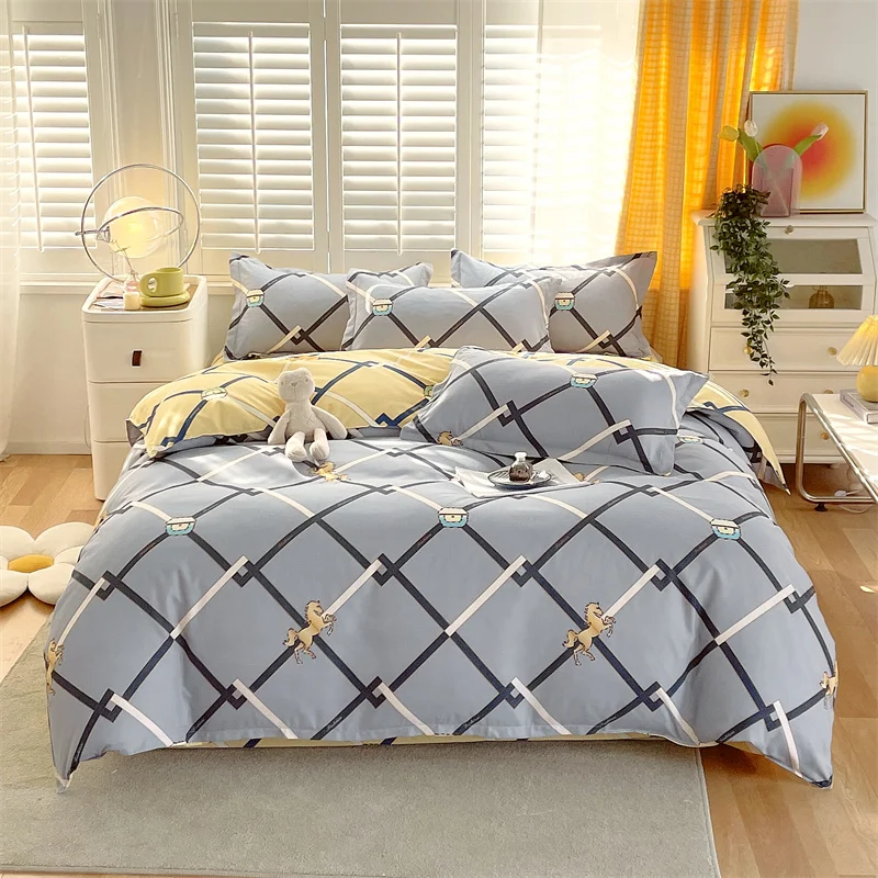 Wholesale Designer Modern geometric flowers queen king size Soft Bed Sheet printed Duvet Cover Bedding Sets