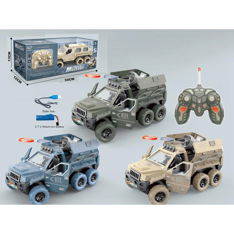 Wholesale Car Remote Control Toy Juguetes De Control Remoto Shooting Ufo Armored RC Military Truck W/Light