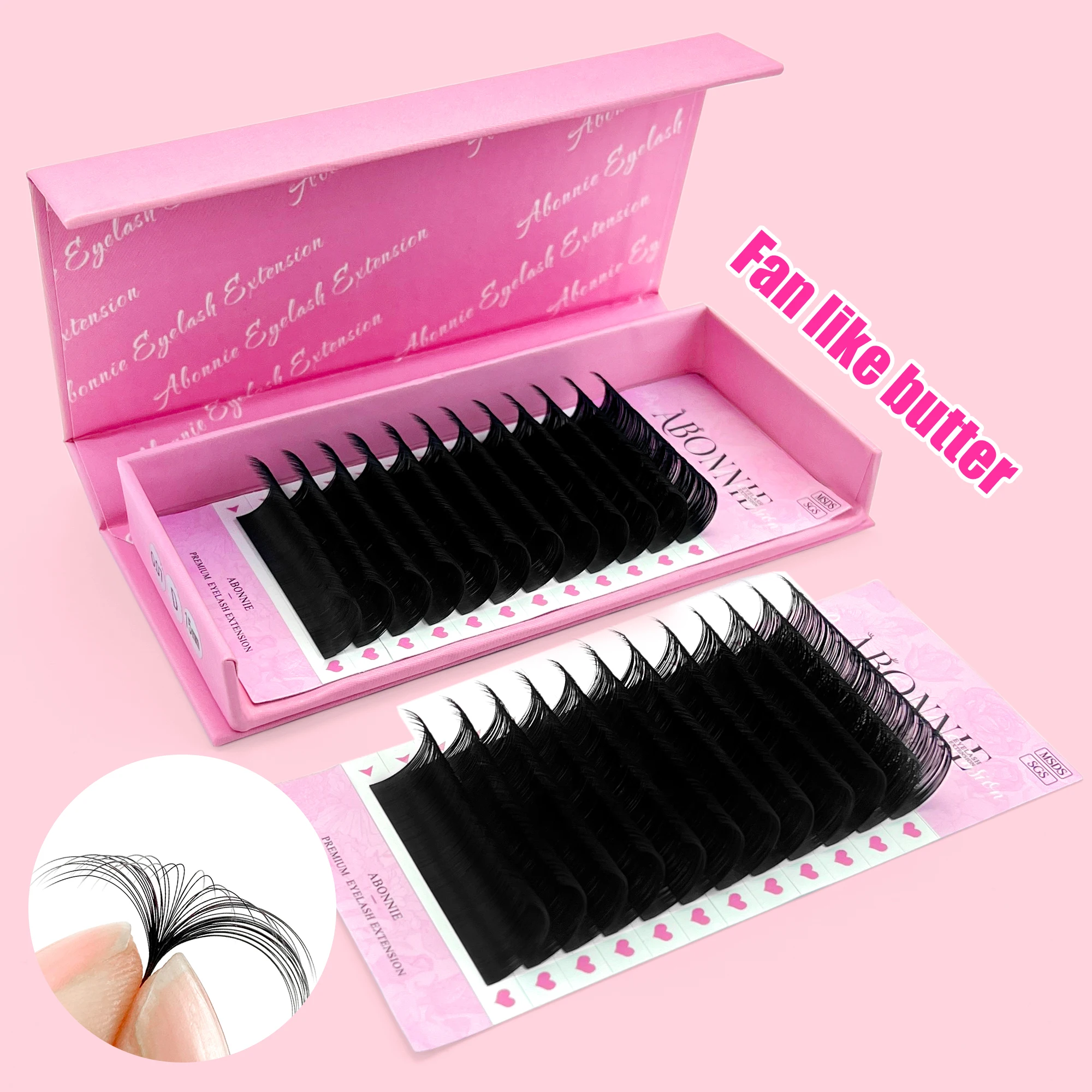Abonnie Russian Volume Cashmere 03 05 07 Eyelash Extension 8-25mm Wholesale Dark Matte Velvet Mink Lash Tray Extension Supply