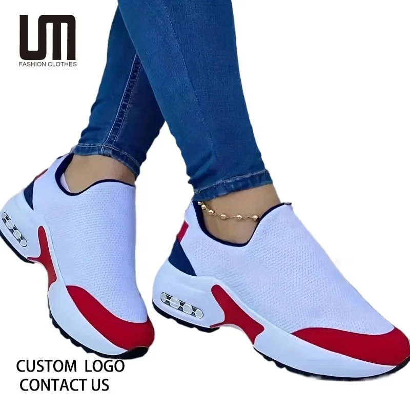 Liu Ming Customized Logo 2024 Wholesale Woman Platform Breathable Walking Running Lace Up Casual Wedges Sports Shoes Sneakers