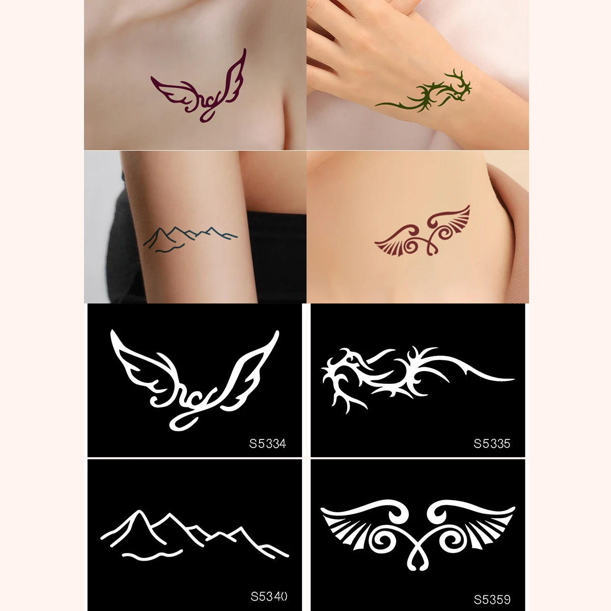 New Hollow Stencil Tattoo Sticker Wings Flower Girl tattoo supplies body art Sexy Waterproof Small Tattoo Stencils