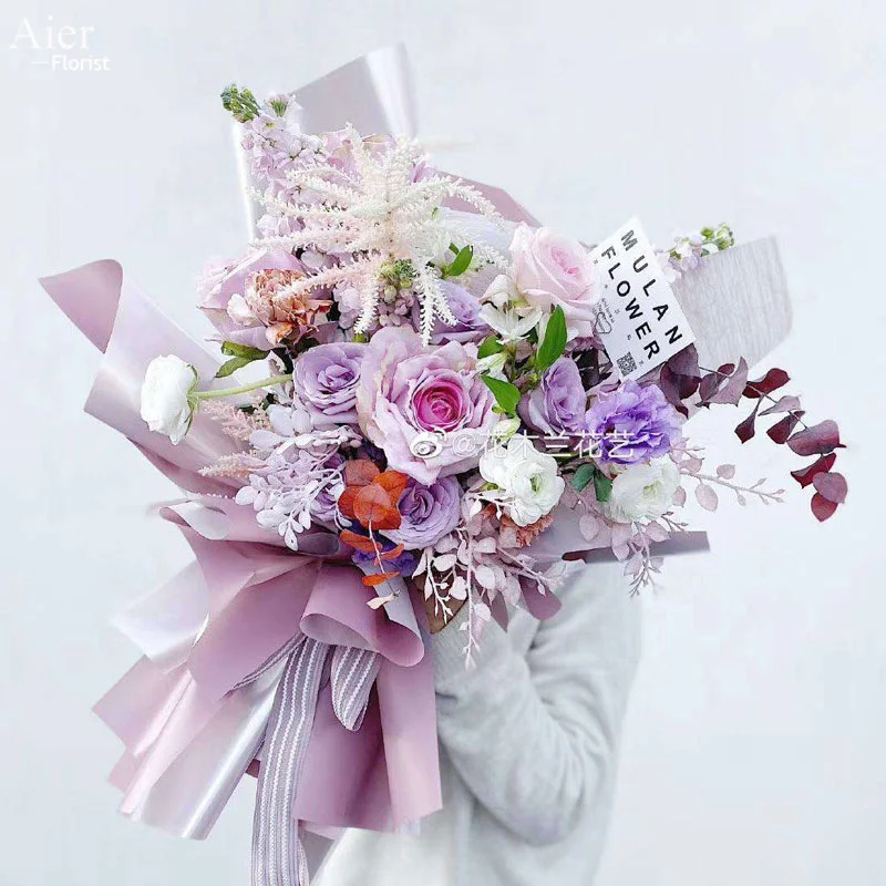 Новый дизайн Aierflorist 20 листов однотонные с двухцветной пленкой водостойкая оберточная бумага для цветов 58*58 см цветочного букета