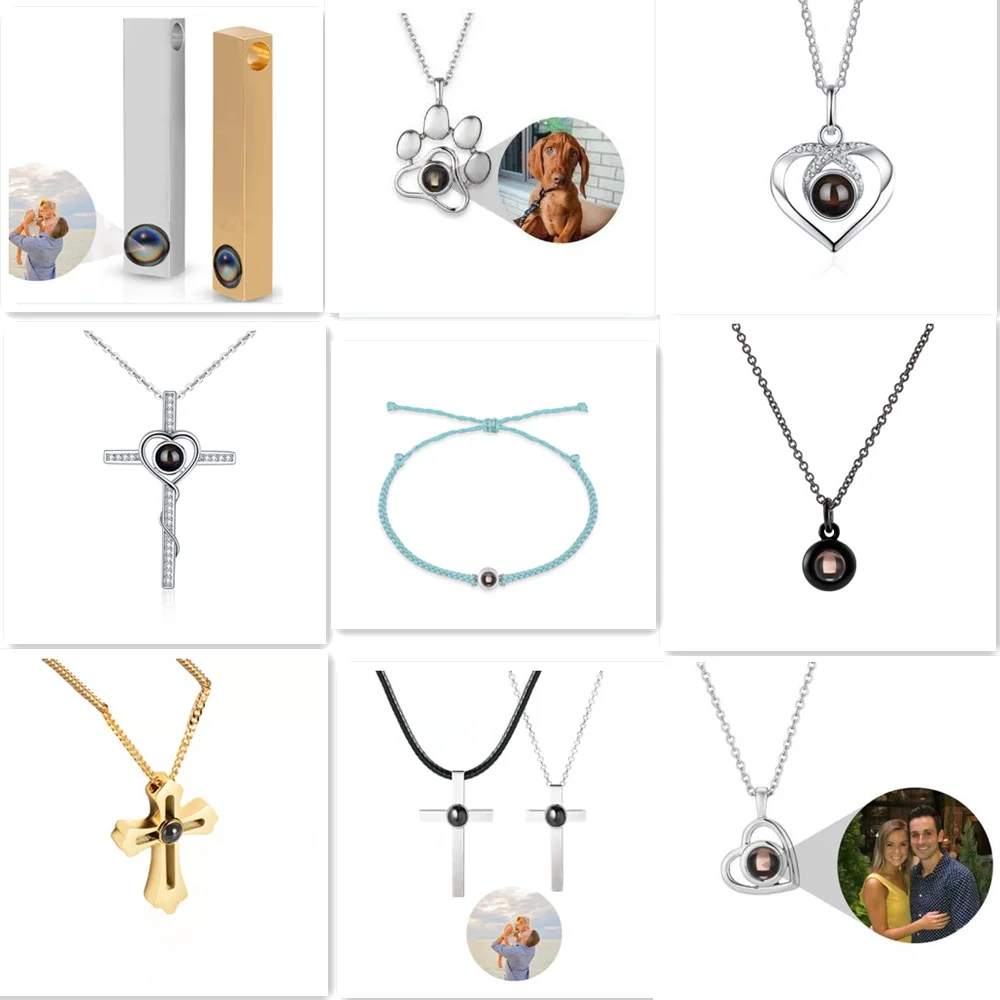 100 Different Languages I Love You S925 silver personalized Photo Projection Necklace pendant  - Heart