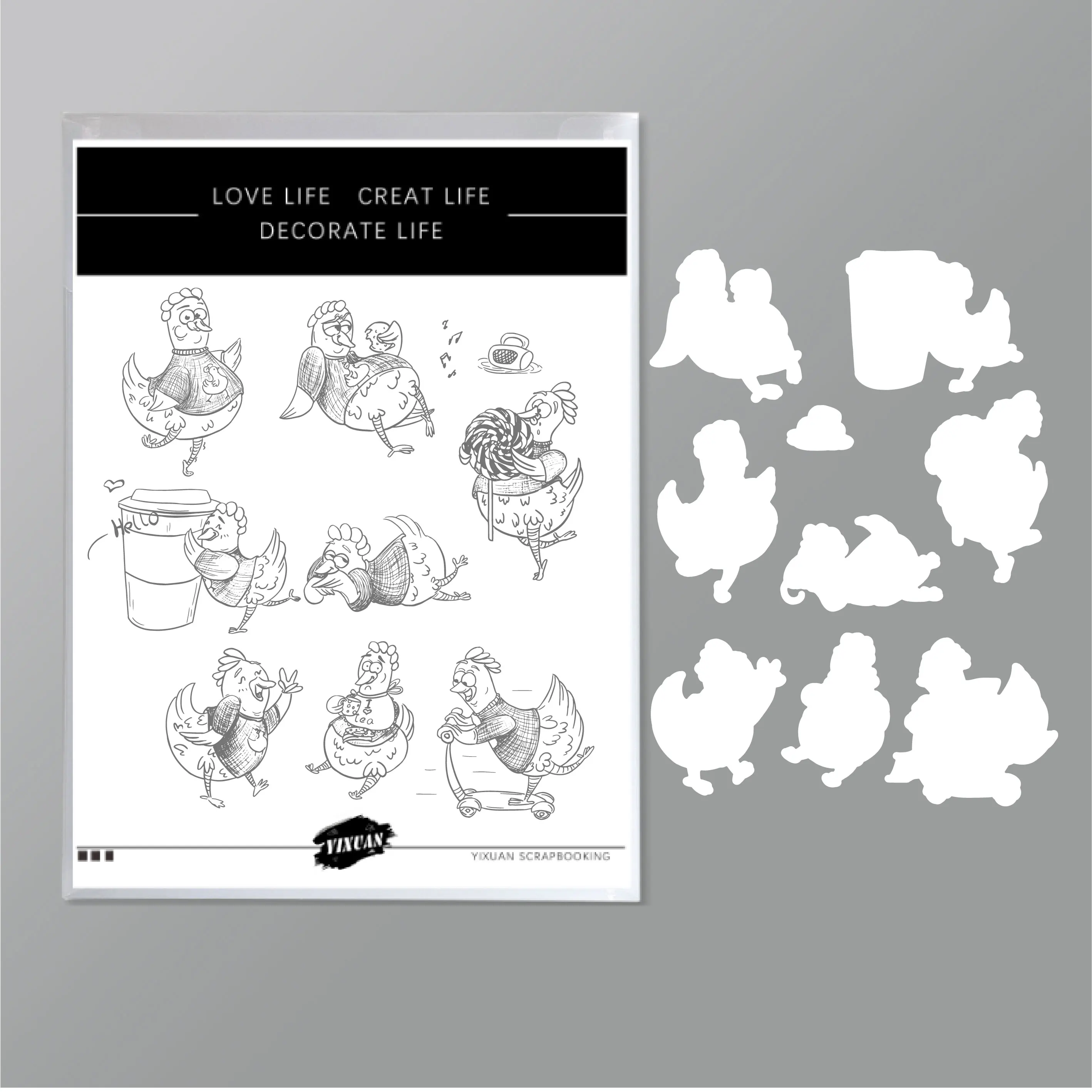 Cartoon Poultry Anime Chicken Shape Diy Die Scrapbook Metal Cut Clear Silicone Stamps