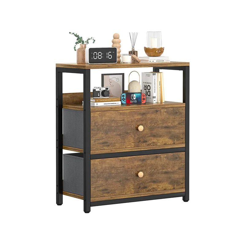 customization Wooden Nightstand End Table With Drawer Beside Table Furniture Open Storage Shelf Easy Assembly for Bedroom