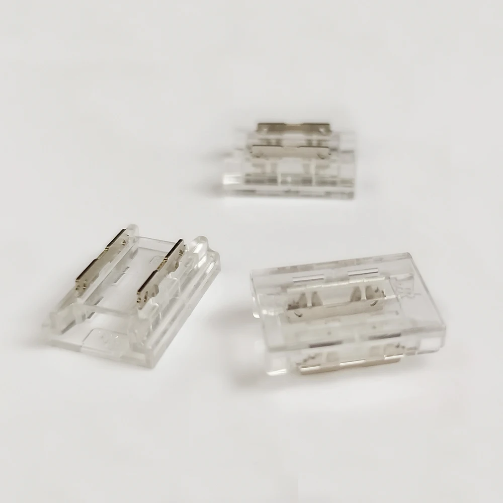 Factory Price LED Strip Light Connector 8mm 2 Pin Transparent Solder-free Dotless LED Light Strip Connector