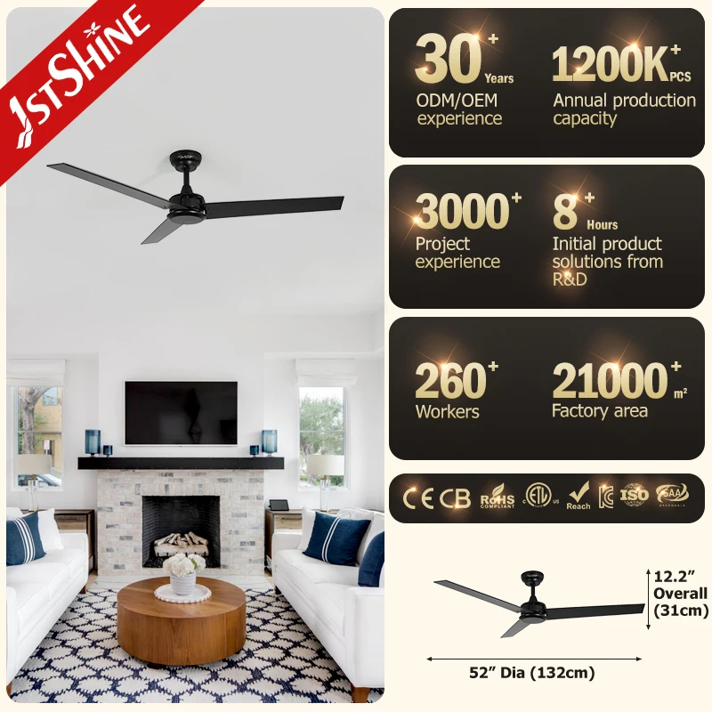 1stshine ceiling fan electric MDF blades 52 inches pull chain control ceiling fan