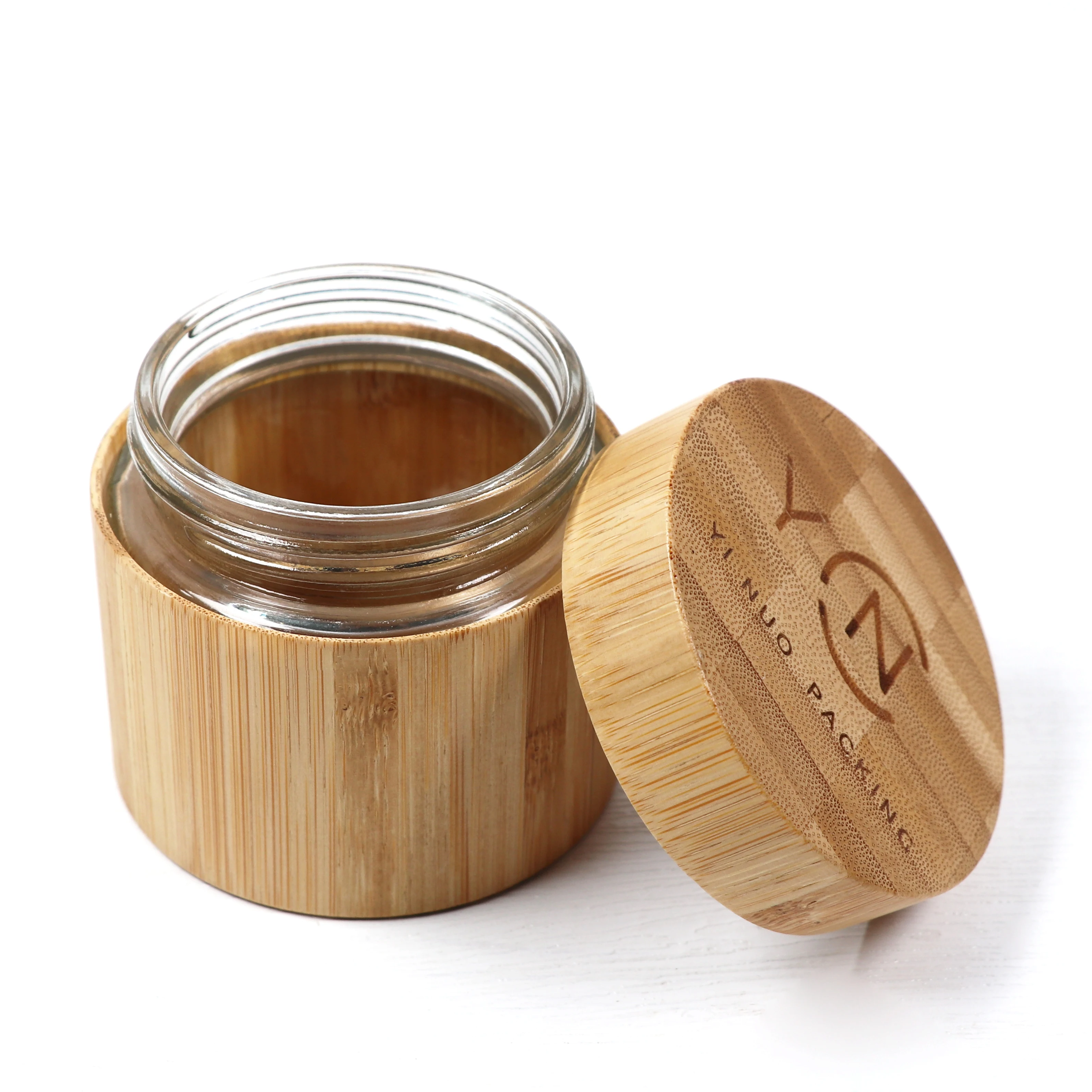 High quality 30g bamboo bottle face cream packaging empty jar for cream candle cosmetic serum bamboo jars