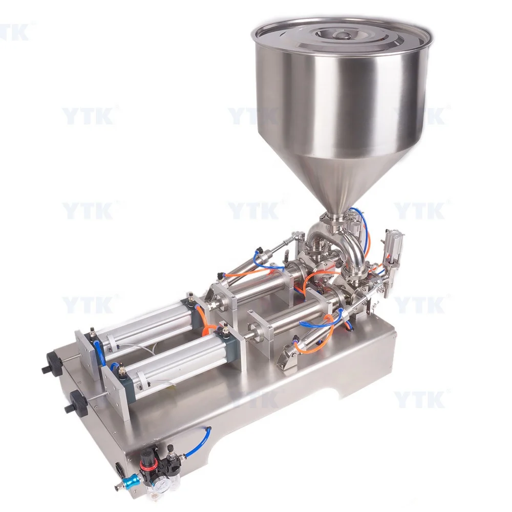 30-300ml semi-auto piston type double head juice sauce soft drink paste filler liquid water filling machine