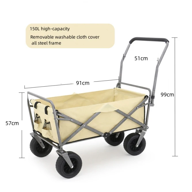 Collapsible Folding Cart Heavy Duty Wagon for Sports CampingG arden and Shopping