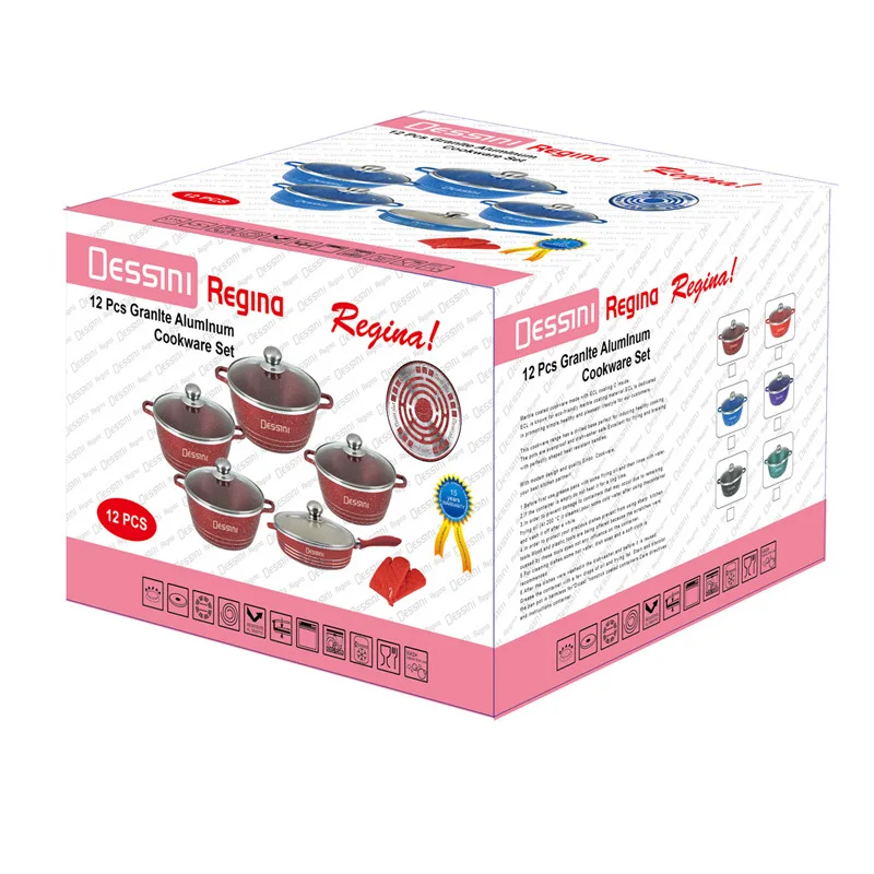 Household Kitchen Supplies Marble Deep Pot Non-stick Cookware Aluminium With Lid 12 Pc Cookware Sets - Buy Marble Deep Pot,Non-s